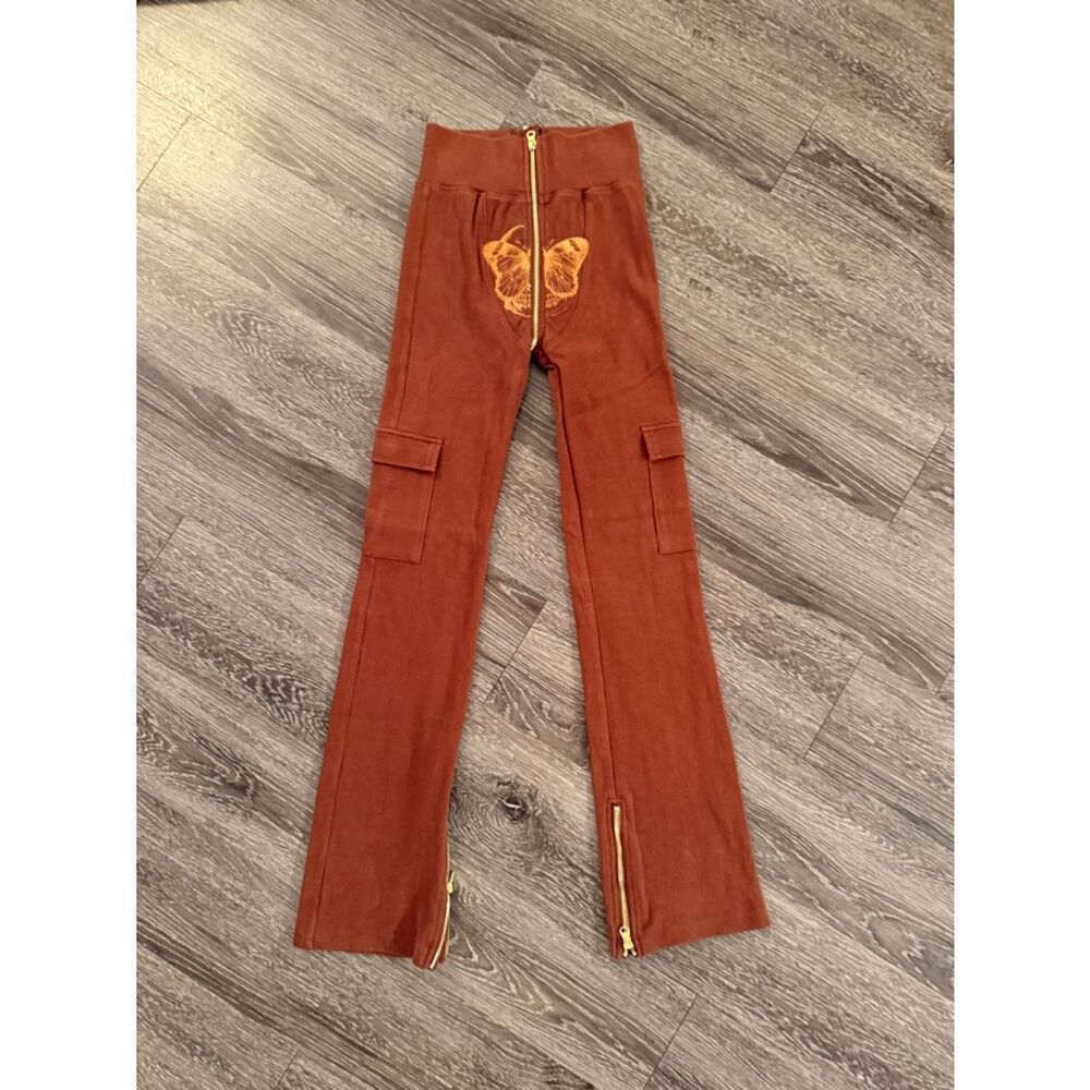 Tordrobes Brown Butterfly Signature U-Zip Pant